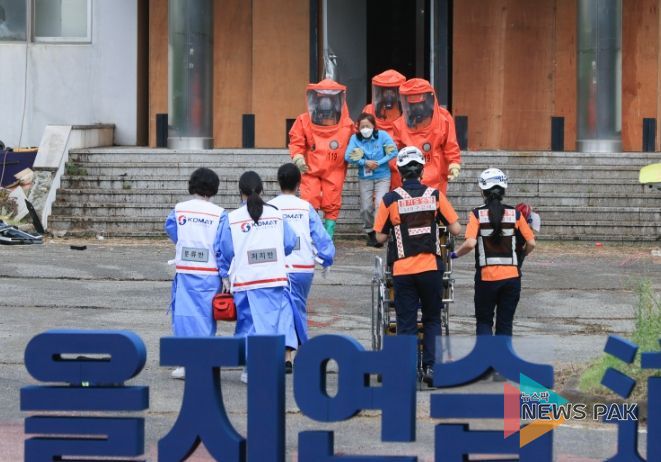 지난 8월24일 기흥구 언남동 경찰대학교 부지에서 국가비상사태 발생에 대비한 ‘2022년 을지연습 도 단위 실제 훈련’이 진행됐다.
