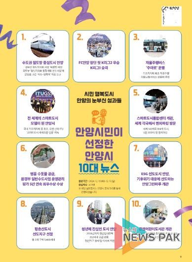 수도권 철도망 중심・FC안양 K리그1 승격 등 안양시 올해 10대 뉴스