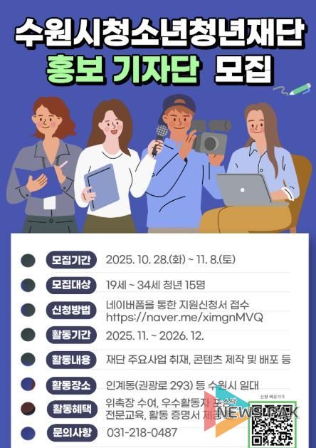 수원시청소년청년재단 ‘홍보 기자단’ 1기 모집
