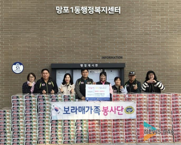 보라매가족봉사단 100번째 선행, 수원시 영통구 망포1동에 컵라면 200박스 기부