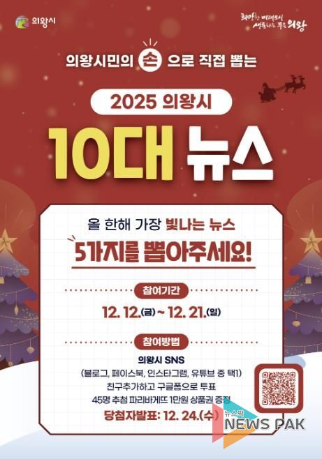 시민이 뽑는‘의왕시 10대 뉴스’…21일까지 온라인 투표