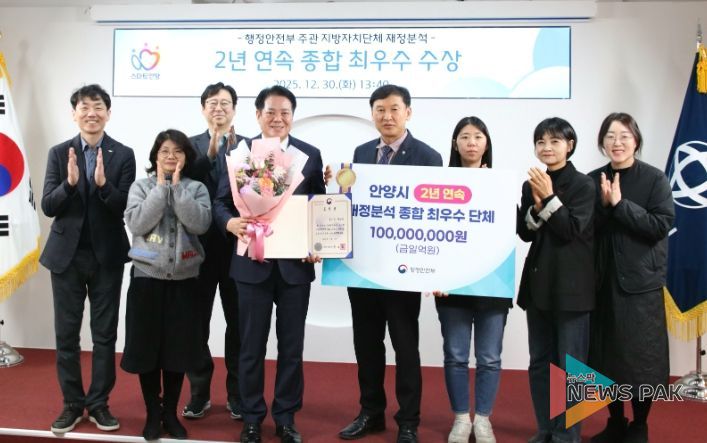 안양시, 행안부 지방재정분석 2년 연속 ‘종합 최우수’