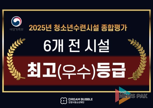 안양시청소년재단 청소년수련시설 종합평가 전 시설 최고등급