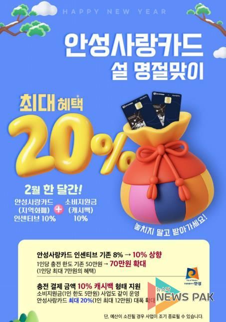 안성사랑카드, 설 명절 맞이 최대 20% 혜택 제공