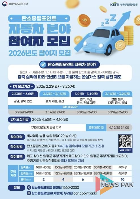 2026년도 탄소중립포인트 자동차 분야 참여자 모집 안내문